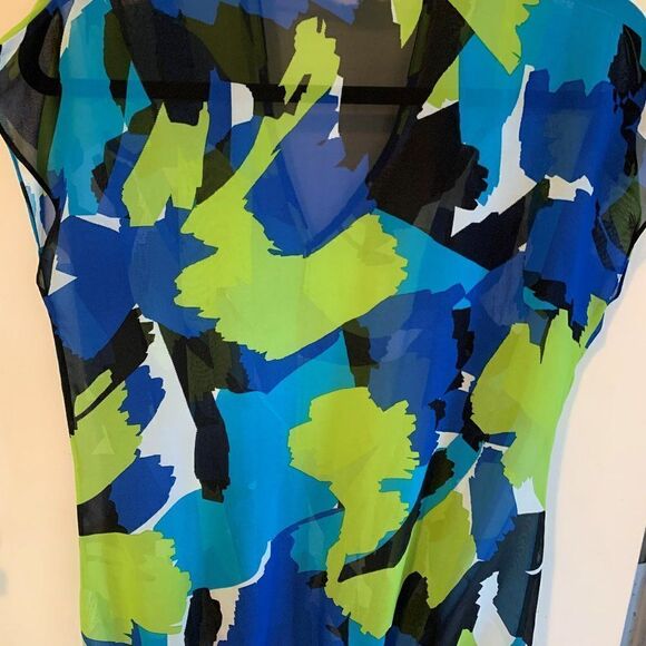 Vince Camuto sheer chiffon top,  elastic bottom, cap sleeve, sz XS, EUC, colour - Picture 4 of 16